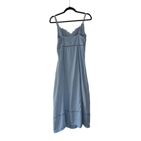 madewell sweetheart midi dress in linen-cotton blend powder blue np116 size 0 - Picture 3 of 8